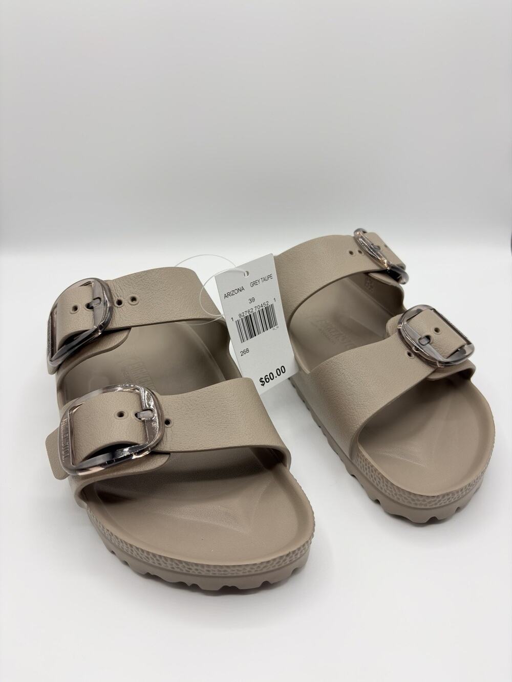 Birkenstock Arizona EVA Flip Flop Sandals Buckle Grey Taupe US 8 EUR 39 NWT